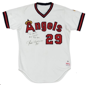 1980 Rod Carew California Angels Game Worn and Signed Home Jersey (MEARS A-10)